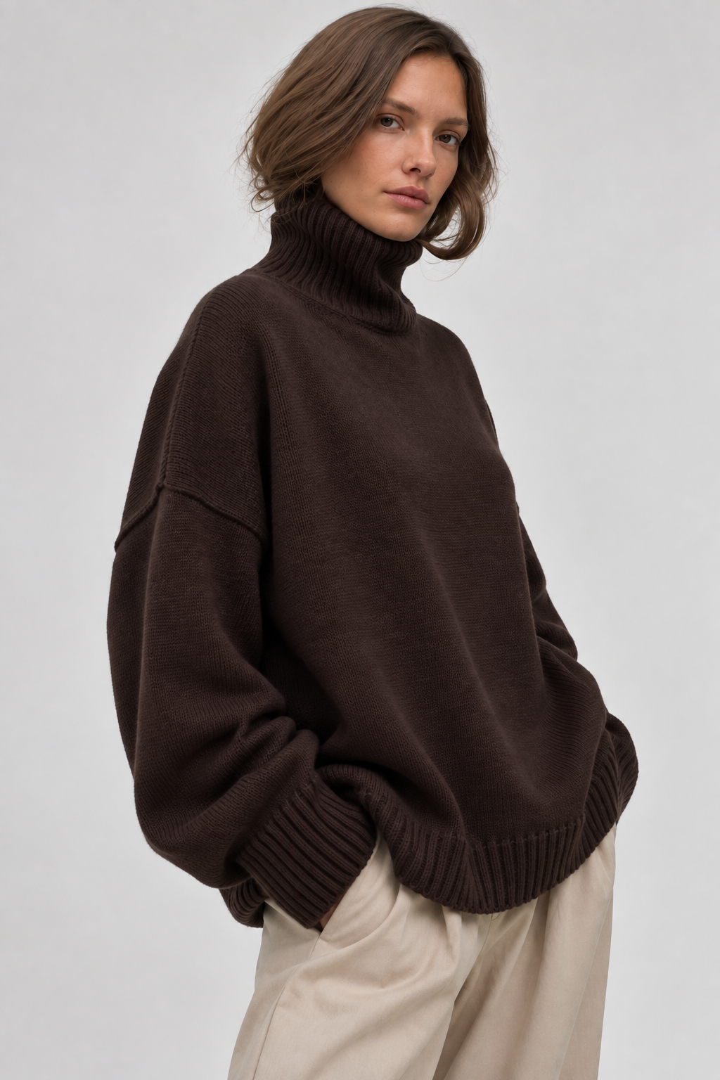 Oversized Turtleneck Knit Sweater