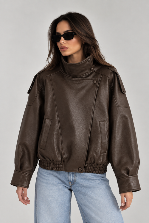 Faux Asymmetrical Leather Jacket