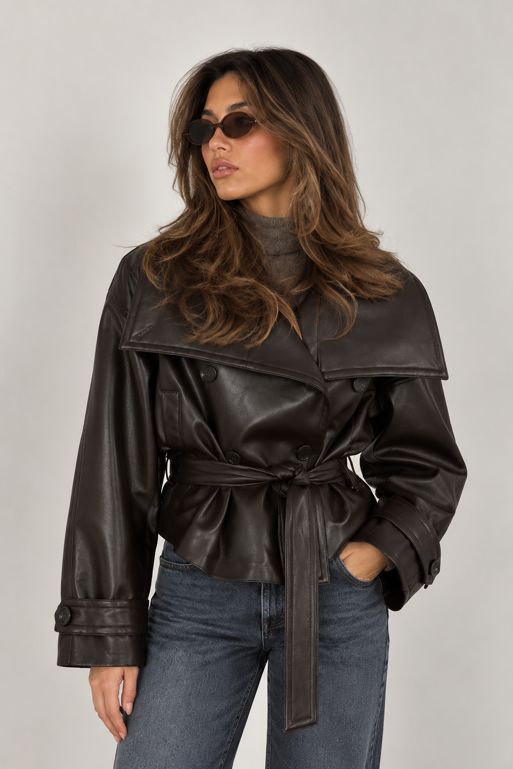Faux Leather Jacket Button