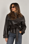 Faux Leather Jacket Button