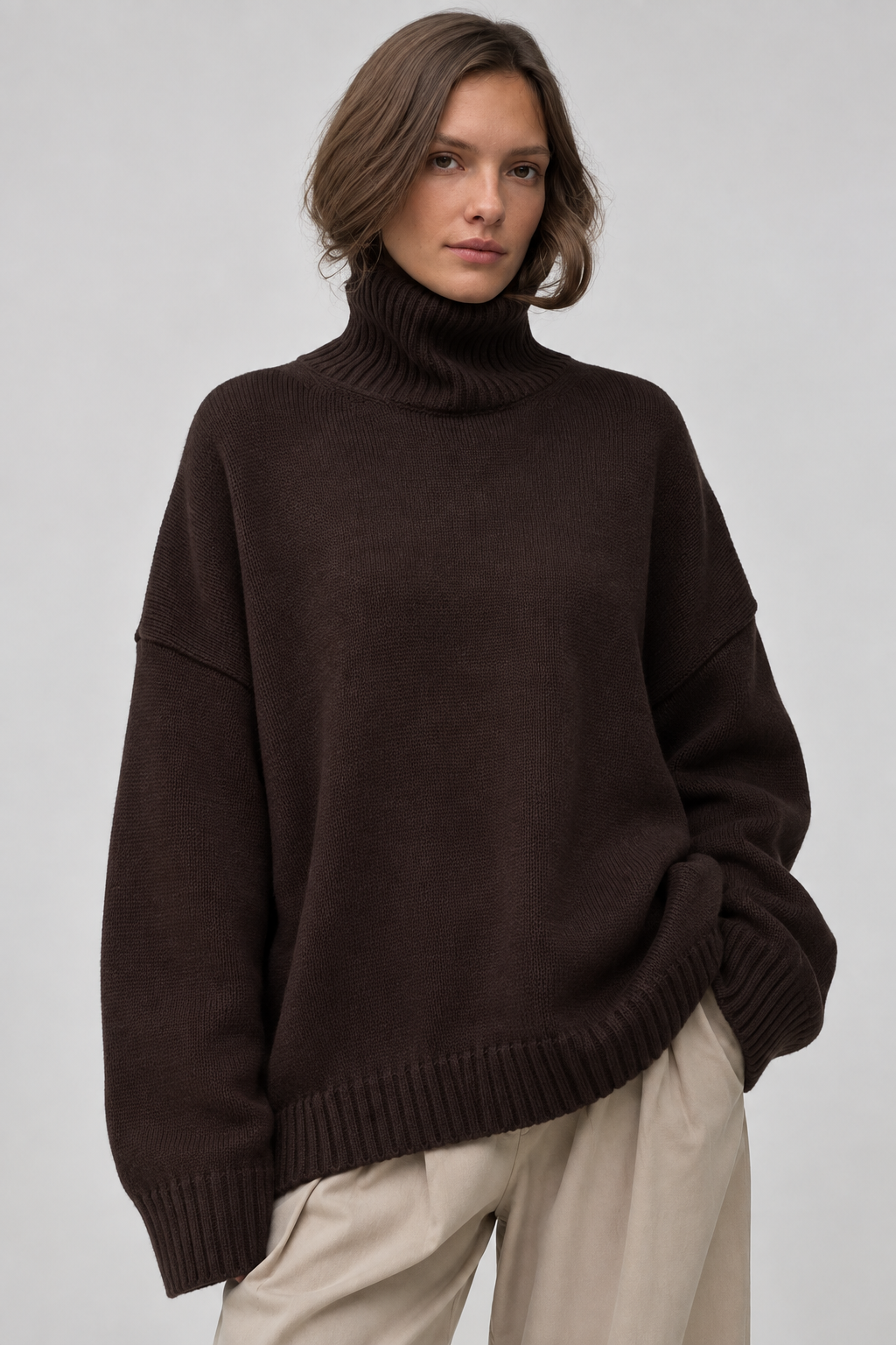 Oversized Turtleneck Knit Sweater