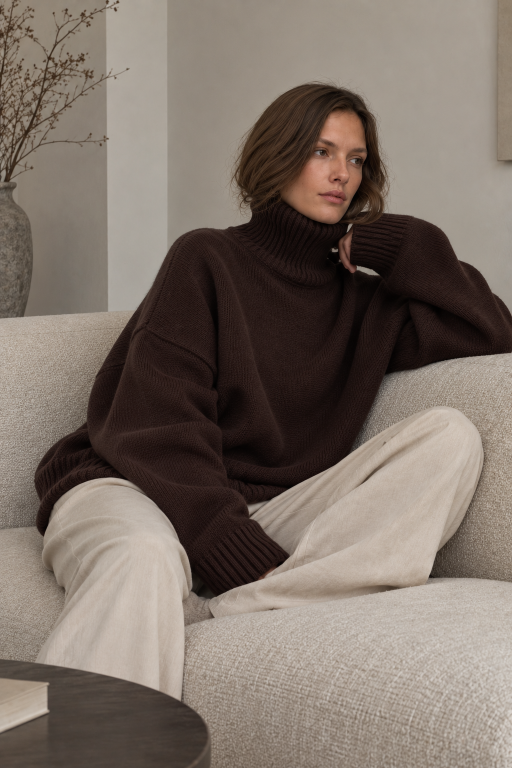Oversized Turtleneck Knit Sweater