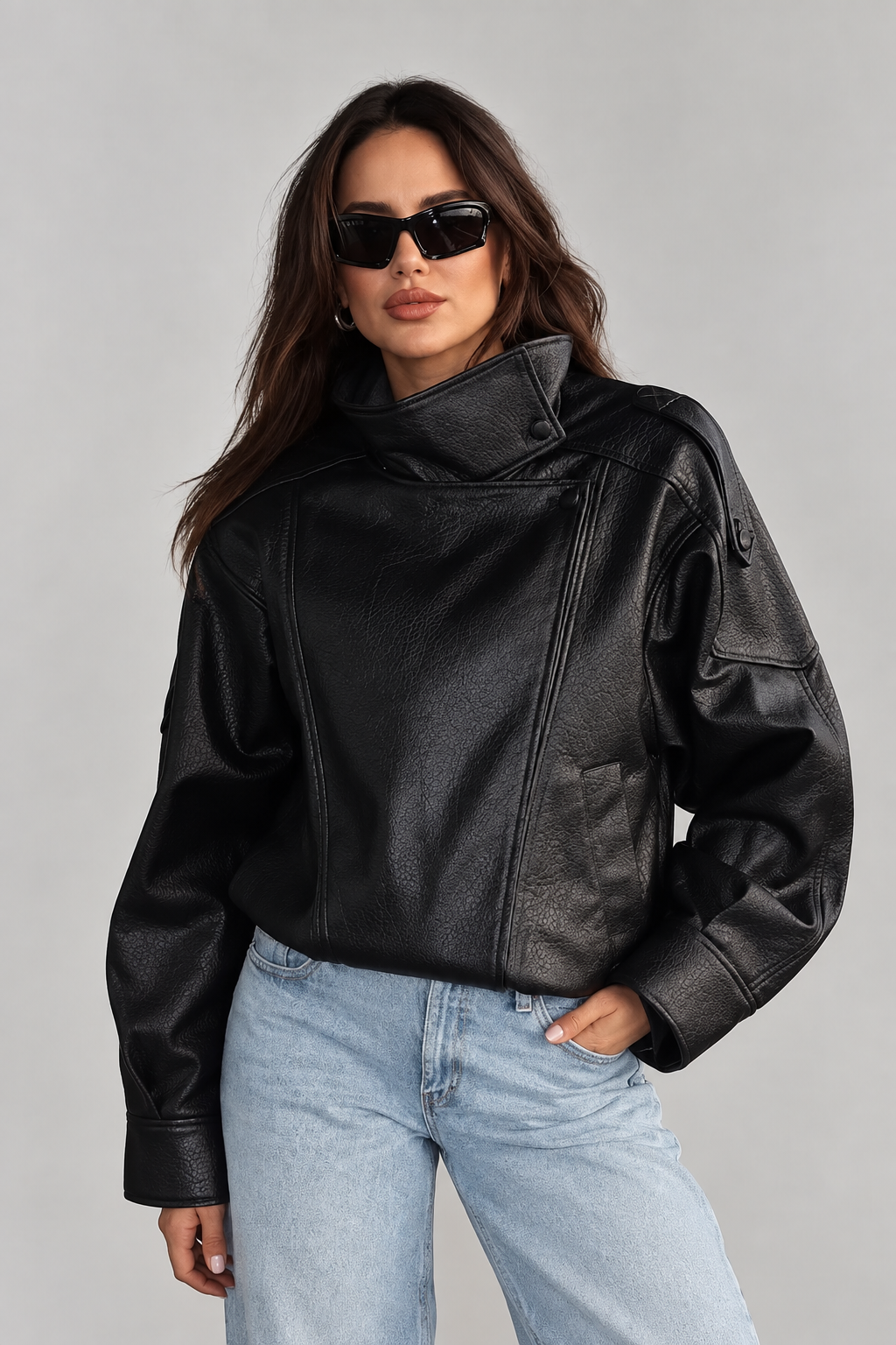 Faux Asymmetrical Leather Jacket