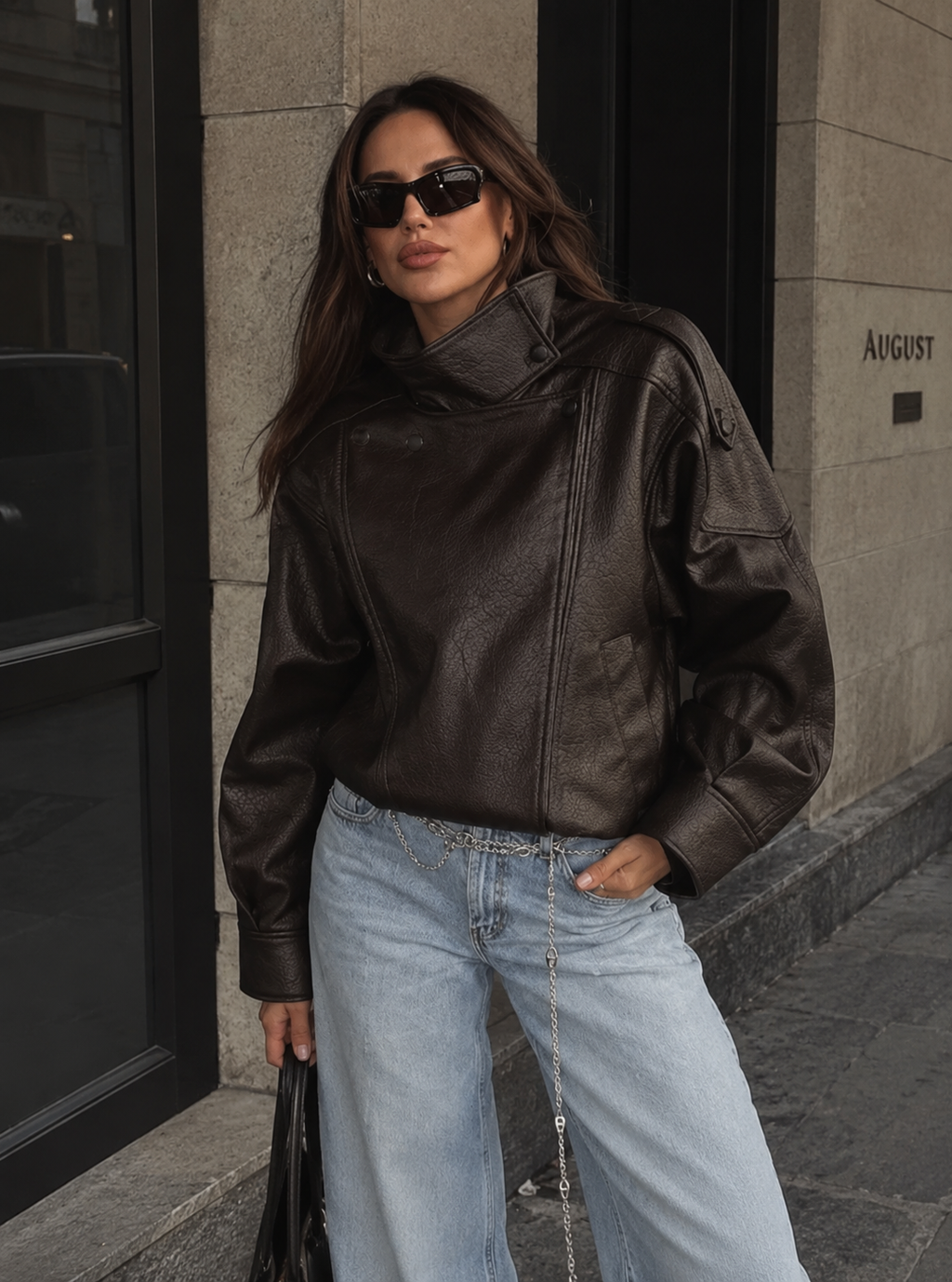 Faux Asymmetrical Leather Jacket